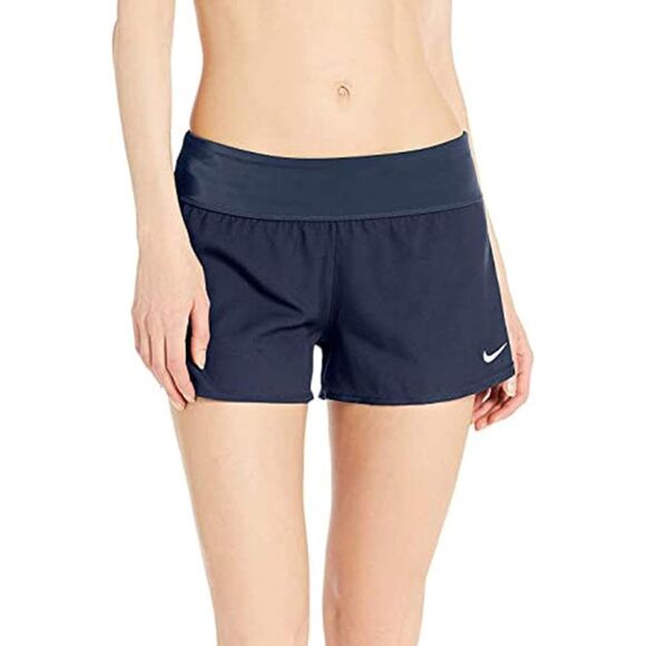 Nike Women's Standard Solid Element Swim Boardshort Navy Blue Nike Swim Short - Picture 1 of 5